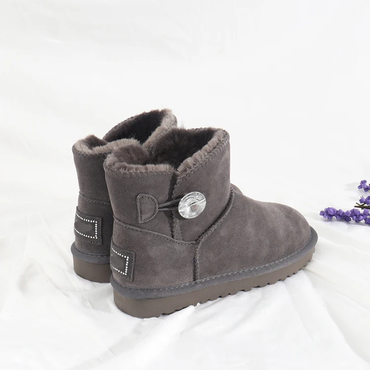 Waterproof Cow Suede Snow Boots Lady Winter Shoes