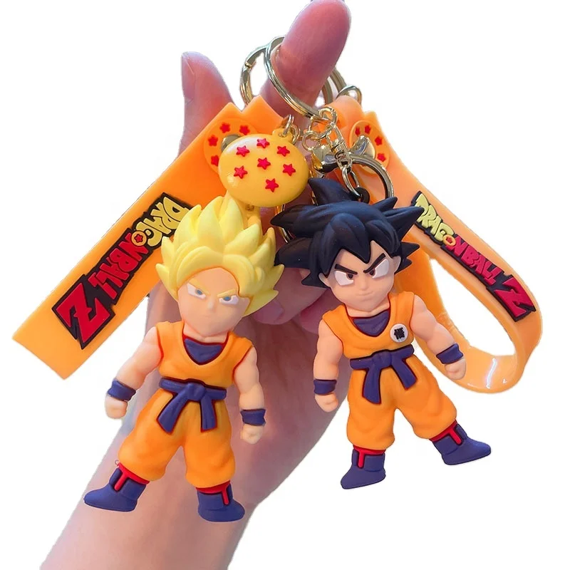 LINDA toy Hot new products cartoon anime 3D soft pvc keychain dragon-balls characters rubber keychain with silicone logo band