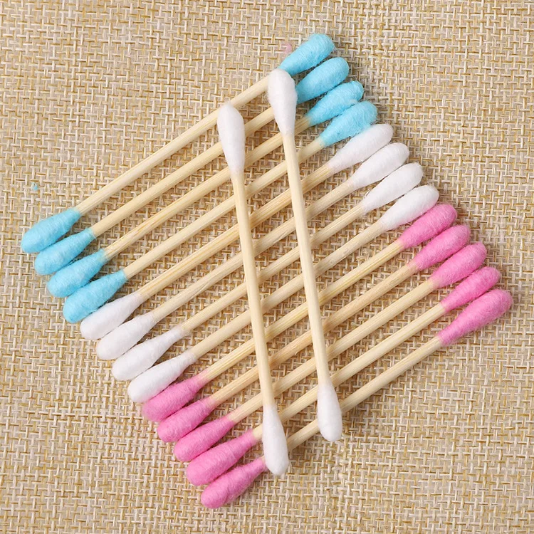 Custom soft ear cleaning cosmetic pure cotton swabs sterile cotton swab buds bamboo wooden stick