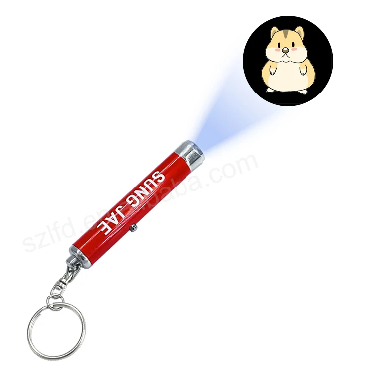 Hot promotional Factory wholesale Gifts LED logo projection flashlight keyrings