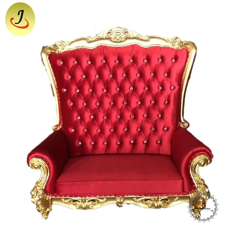 Hot sale two seat luxury gold King throne sofa Chais for wedding/party