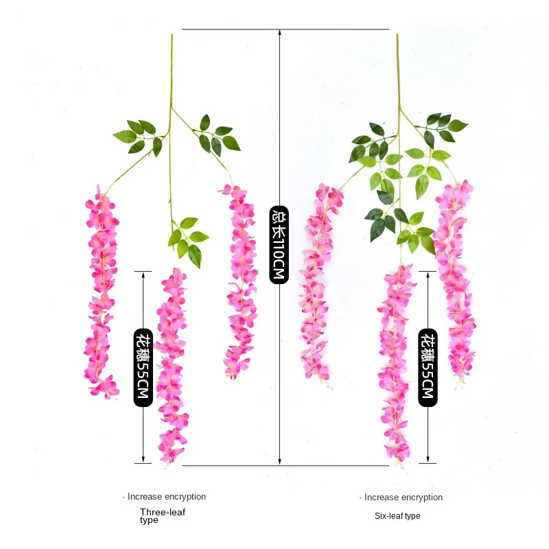Simulation Vine Red Corridor Hanging Artificial Plastic Flowers Green Leaf Cloth Decorative Encryption Living Room Flowers