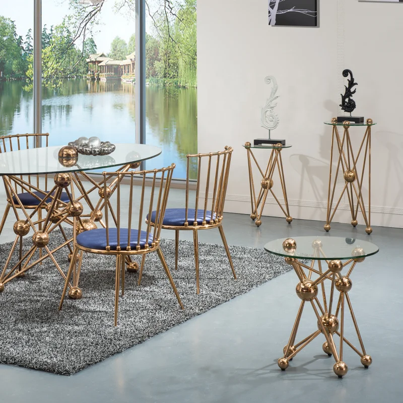 
Round Shape Modern Coffee Table Set Gold Coffee Table 