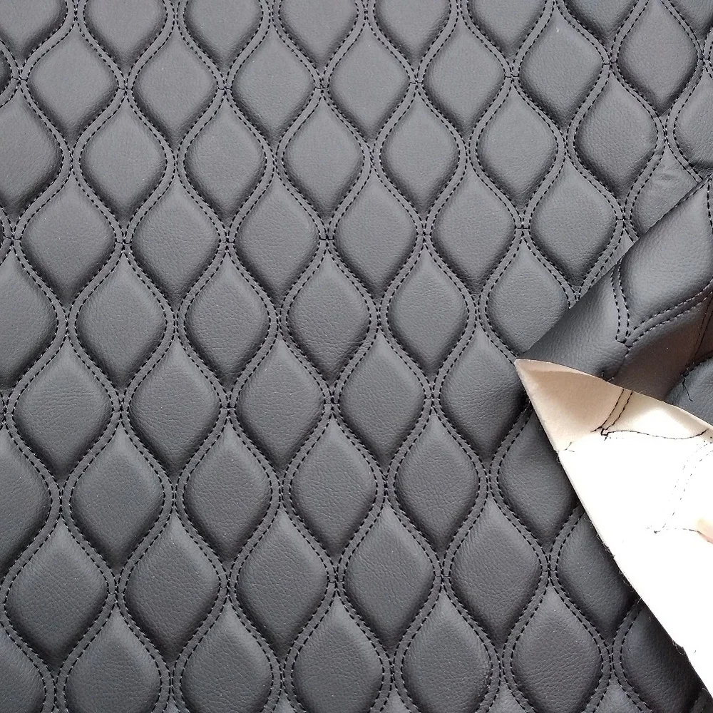 Diamond Stitching Design PVC Embroidery Leather for Car Seat Cover/ Car Mat with Various Designs