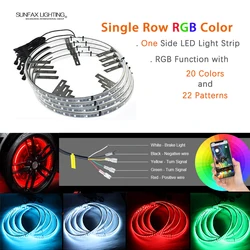 Светодиодные кольца для колес с подсветкой 15,5 дюйма, 4 шт. в одном комплекте, комплект освещения обода, RGB, светодиодное кольцо для колес с управлением через приложение для автомобиля