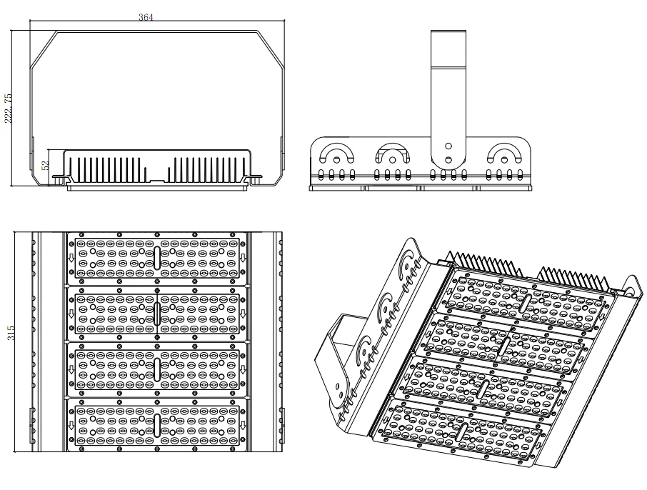 200w led tower crane lamp epistar led chip smd 3030 waterproof  200 watt led flood light for golf fields lighting housing