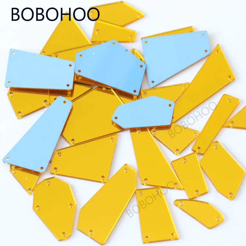 China Top Quality Rhinestone Transfer Irregular DIY 50pcs Strass Colorful Acrylic Mirror Sew on Rhinestones For Dress Decoration