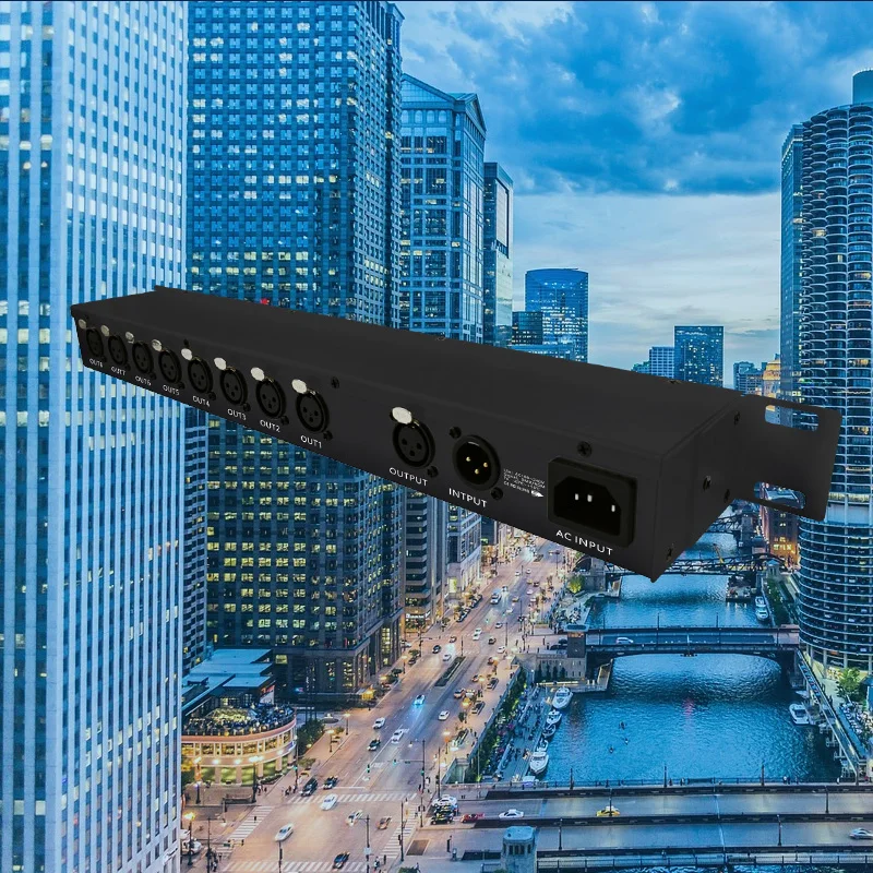 BC-818 8 Ways Rdm Splitter Dmx 512 Signal Amplifier Ac85-265V 8ch Dmx Splitter
