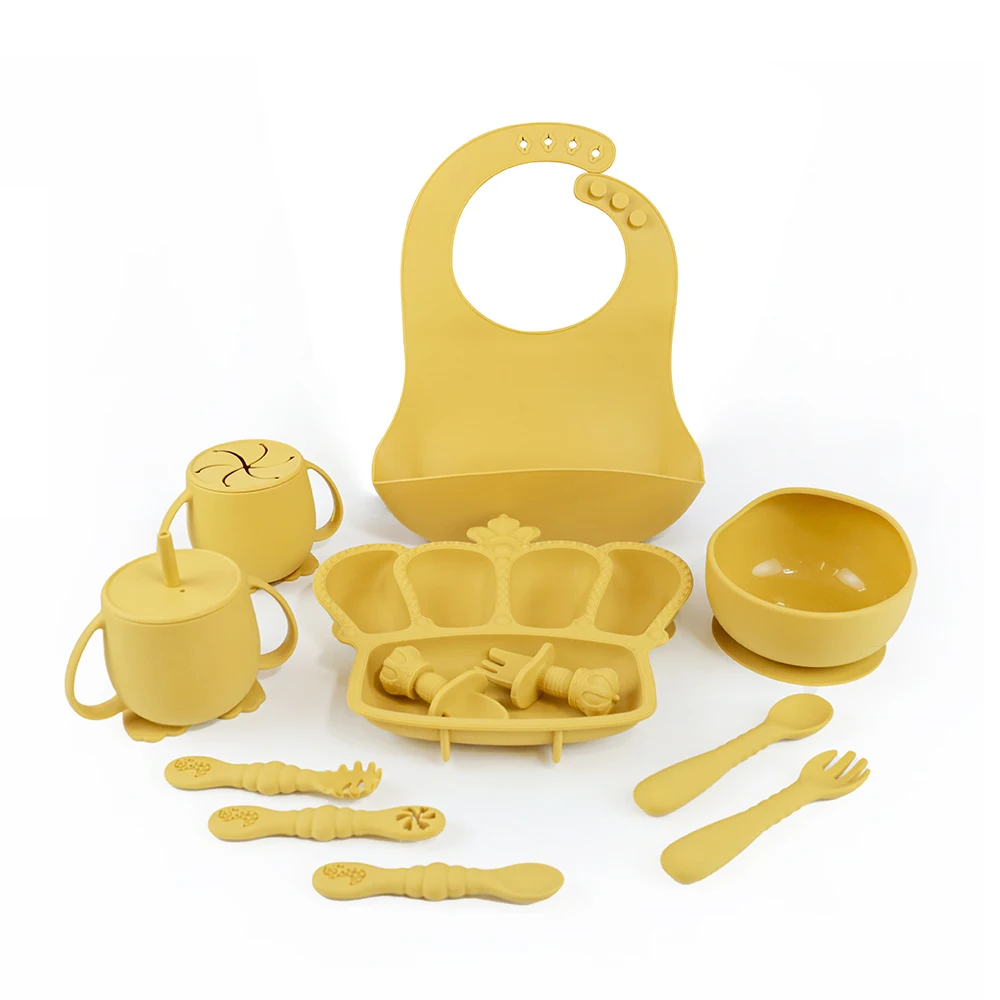 New Arrival Portable Unbreakable Colorful Silicone Baby Feeding Set Kids Toddler Tableware For Kids