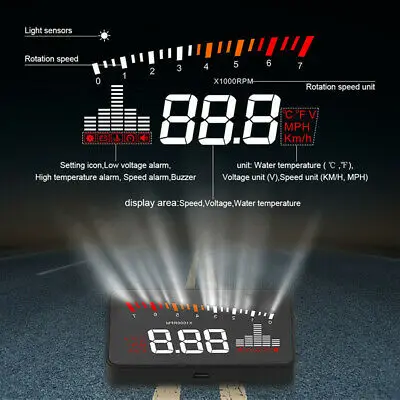 Проектор на лобовое стекло автомобиля Hud X5 светоотражающий дисплей HUD OBD2 автомобильный Стайлинг сигнализация скорости
