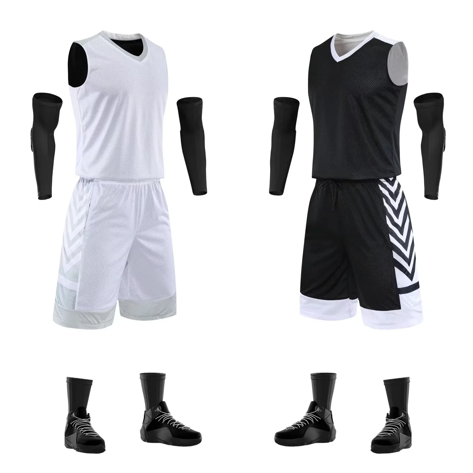 Custom Youth reversible basketball jersey customized sublimation design basketball uniforms sweatshirt shorts High quality