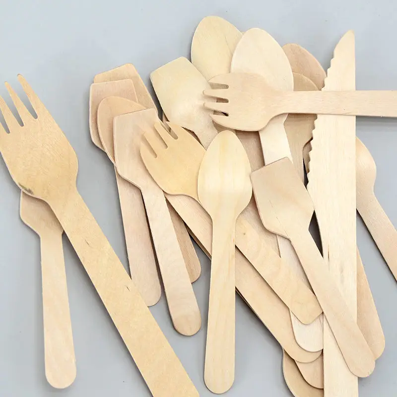 Самая полезная деревянная ложка-вилка, дешевая Роскошная одноразовая посуда из березы для продажи