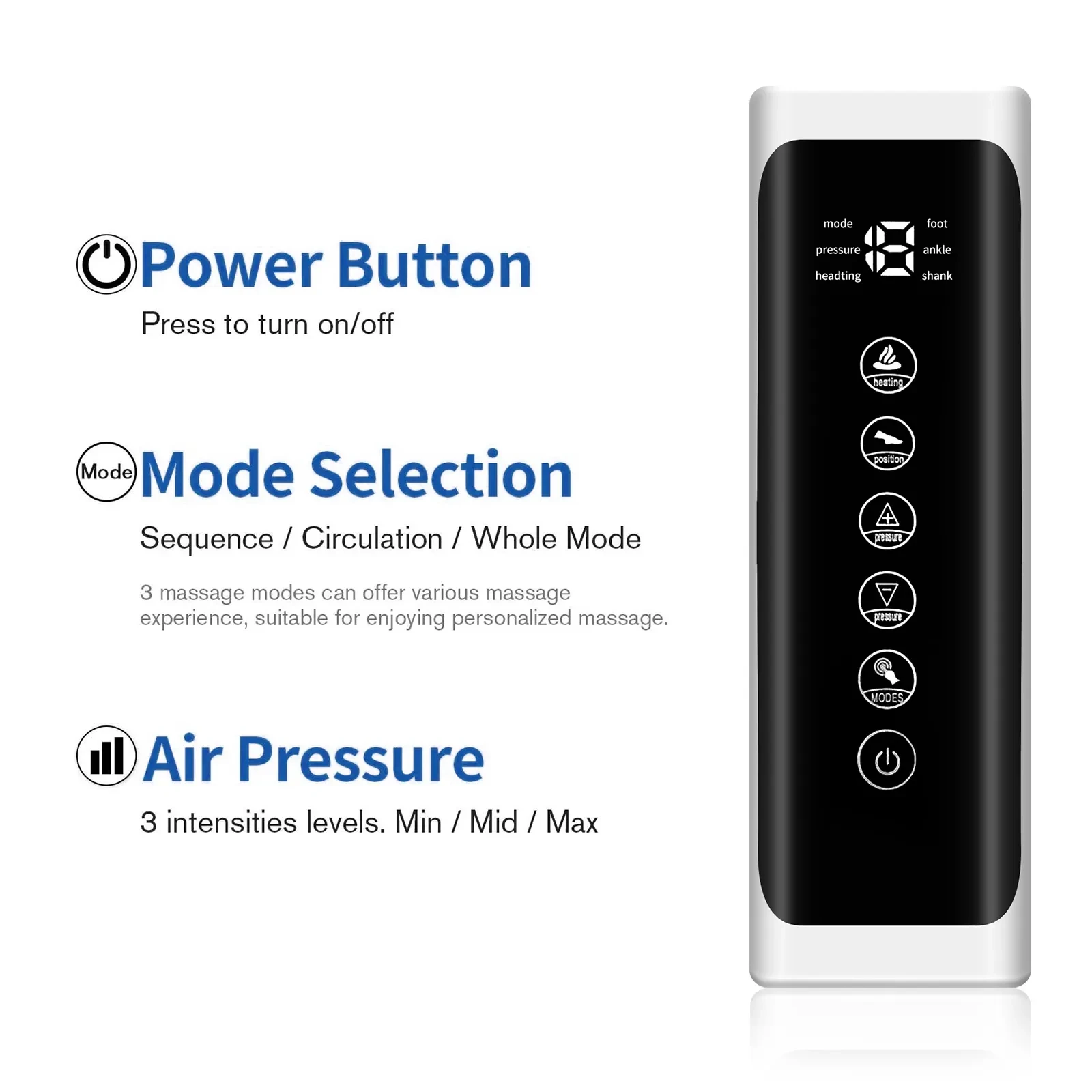 Air Compression Massage Machine Circulation Exerciser Full Therapy Shiatsu 360 Foot Relax Leg Massager