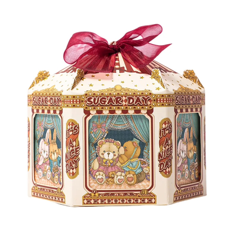 merry-go-round new year party christmas baby shower wedding favor small candy door gift packaging paper box