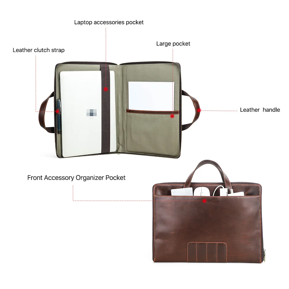 Leather Travel Laptop Briefcase Bag for 14 15.3 16.2 Inch Macbook Air M1 M2 16 Pro M3 PC Accessories Storage Case