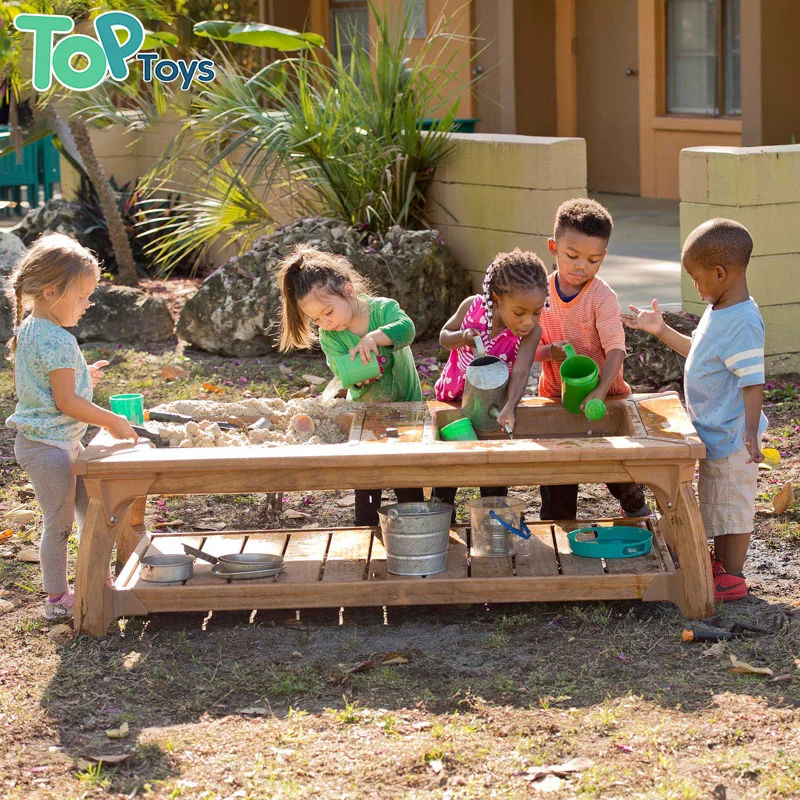 Montessori Kindergarten Preschool Indoor Outdoor Wooden Water Table for Kids Play Set Forest Water Run Mud Sand and Water Play