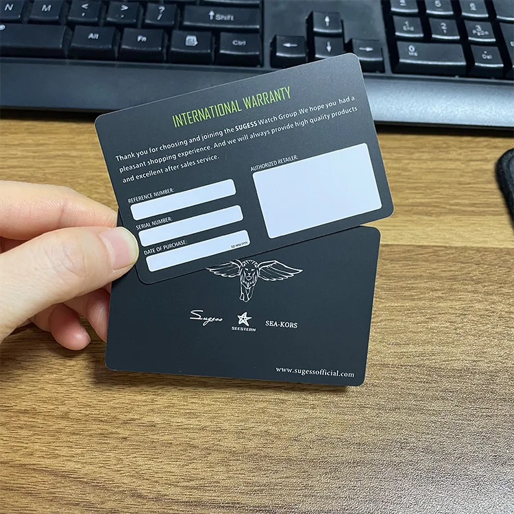 Free Design PVC Guarantee Card Membership VIP Certificate Authenticity Card With Barcode QR Code