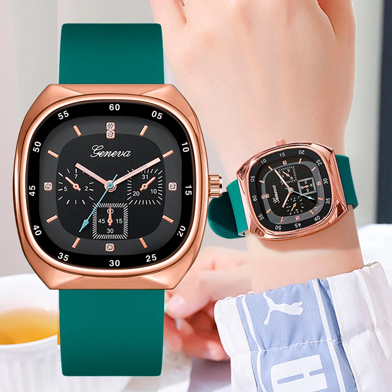 Wholesale Fashion New Women Square Silicone Quartz Watch Digital Men Watches Accept Custom Logo