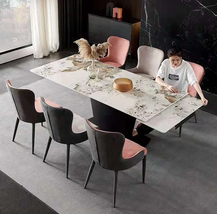 Nordic Marble Dining Table and Chair Combination Italian Light Luxury Household Dining Table