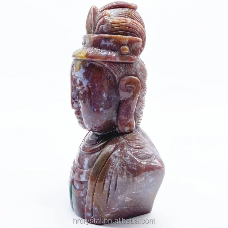 Folk crystal crafts Indian agate stone crystal buddha and pharaoh figurines carving for sale