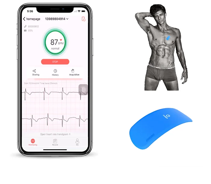 mini patch telemedicine single channel reusable wearable smarteatch heart rate monitor ecg chest electrodes