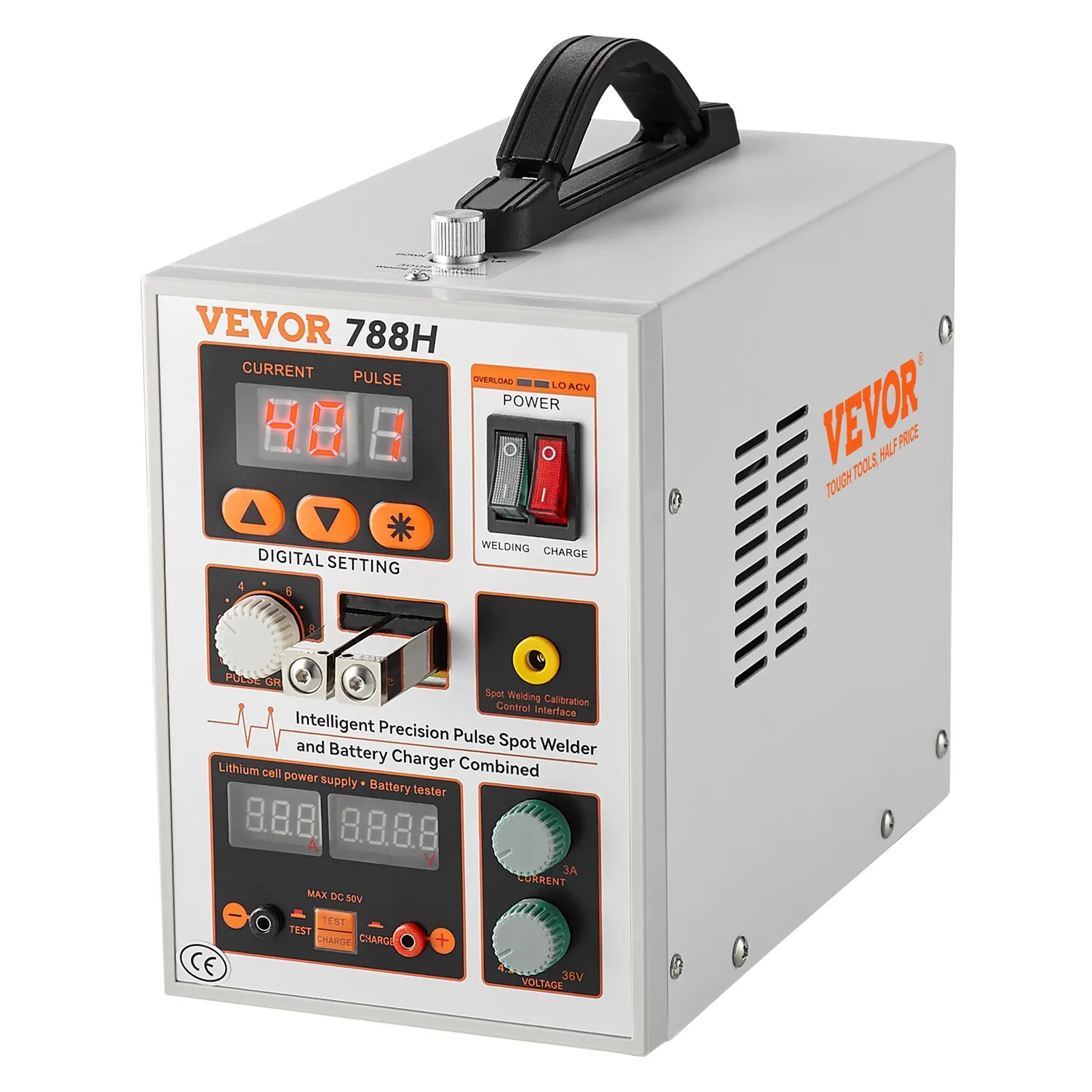 VEVOR 788H Pulse Spot Welder High-Power Battery Charger Portable LED Lighting 0.15mm Pure Nickel Manual Metal Arc Welder