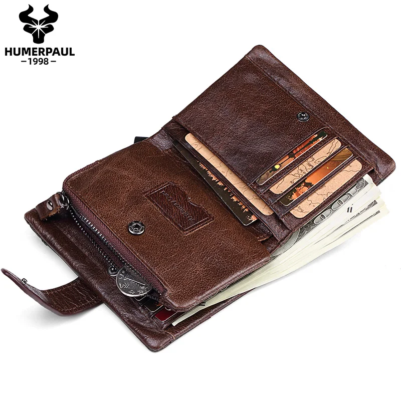 TS Dropshipping Leather Wallet Genuine Mens Leather Wallet  With Portfolio Small Purse  Custom Leather Wallet