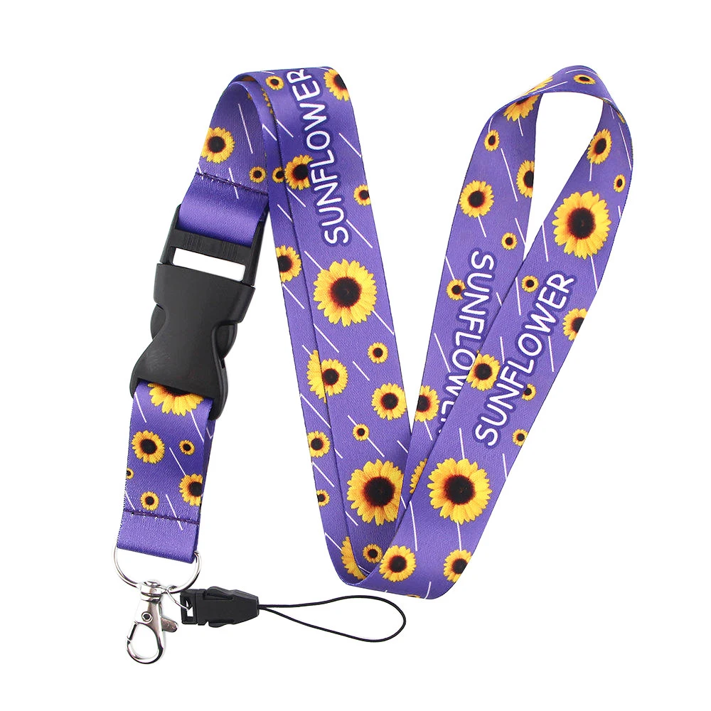 for with Sunflower Gifts Keychain Woven Neck Nurse Phone Sublimated Printed Logo Detachable Breakaway Polyester Custom Lanyard