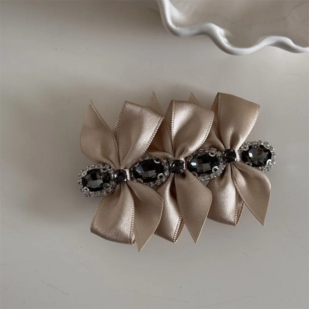 Light Luxury Big Diamond Ribbon Bow Hair Clip for Women Good Quality Bowknot Hair Barrette French Barrette