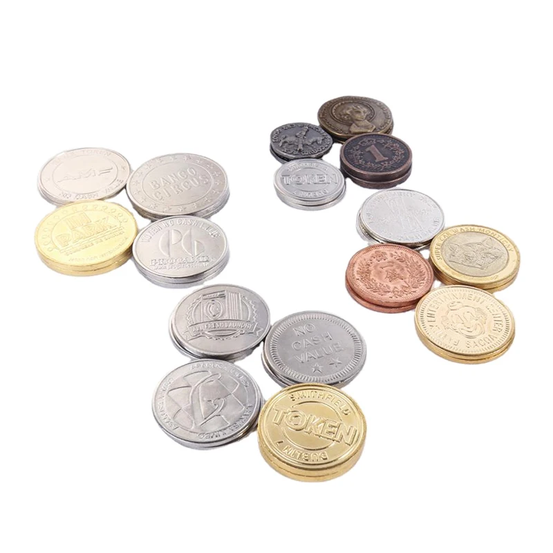 Wholesale Custom Silver Metal Arcade Game Machine Silver Coins Token For Board Pusher Gold Token Game Coin Washing Machines