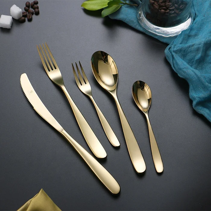 SD-010 modern tableware cutlery 10 pieces set thailand stainless steel gold and silver flatware