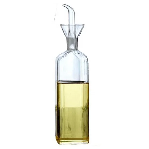 500ml European Style Wholesale Handmade Lead-Free Glass Square Oil and Vinegar Dispenser Bottle With Spout