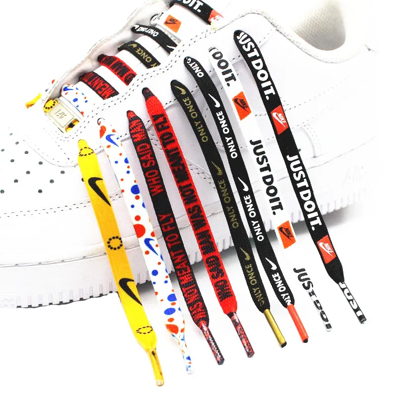 Yrunfeety Flat OEM Shoe Lace 100-180CM Custom Logo Printed Shoe Laces for NK Shoe Laces 8MM Sneaker Shoestrings