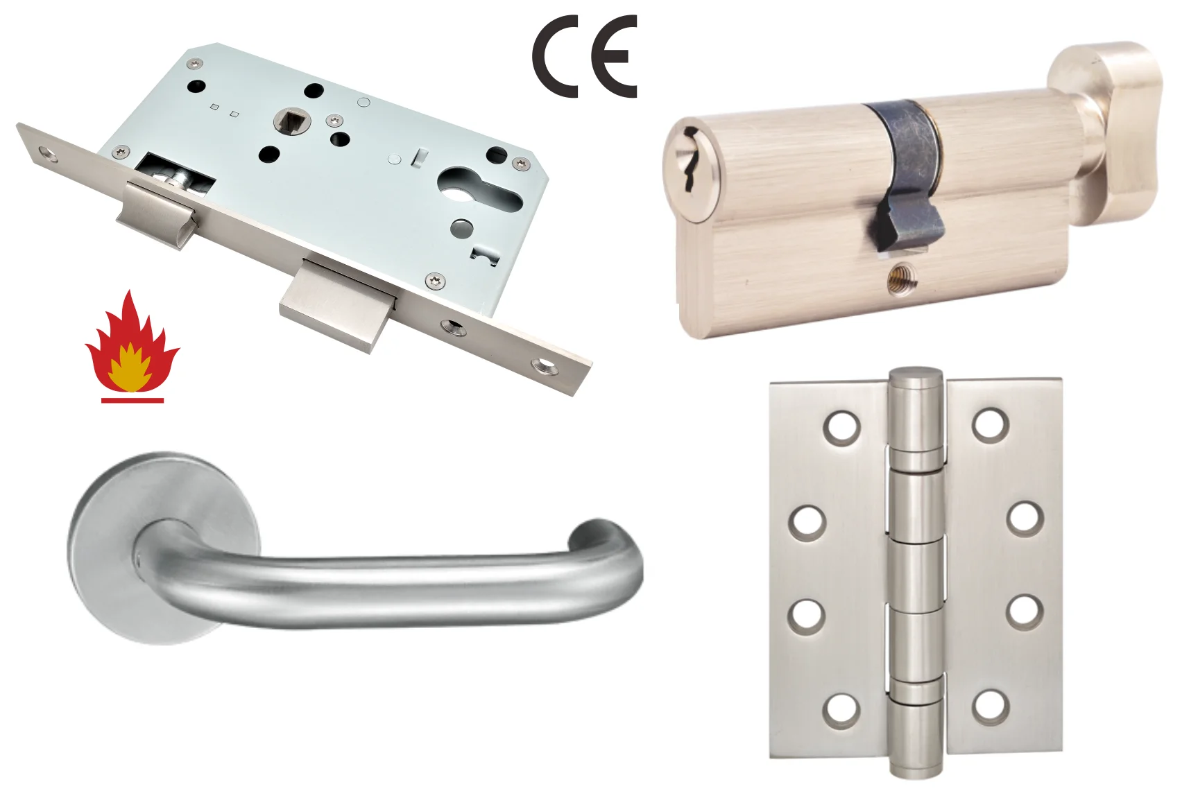 Top Quality Eruo Style Stainless steel door handle SS2003 72mm center size with standard EN1906 Grade 3 brass core handle