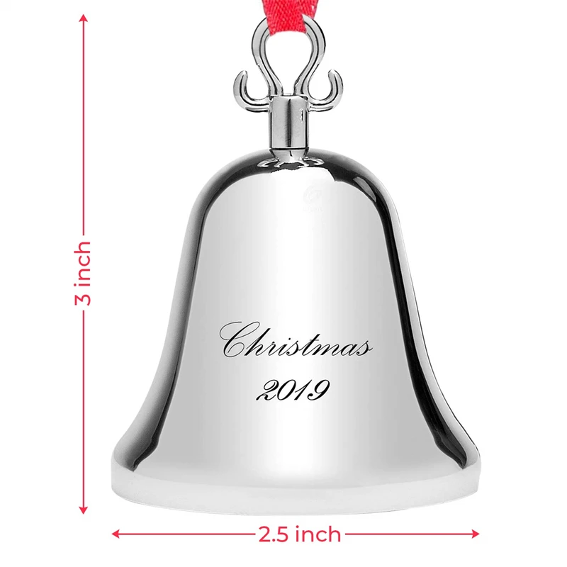 Yiwu meise AN0338 Christmas Bell Ornament for Christmas Tree - Engraved Stainless Steel Christmas Ornament