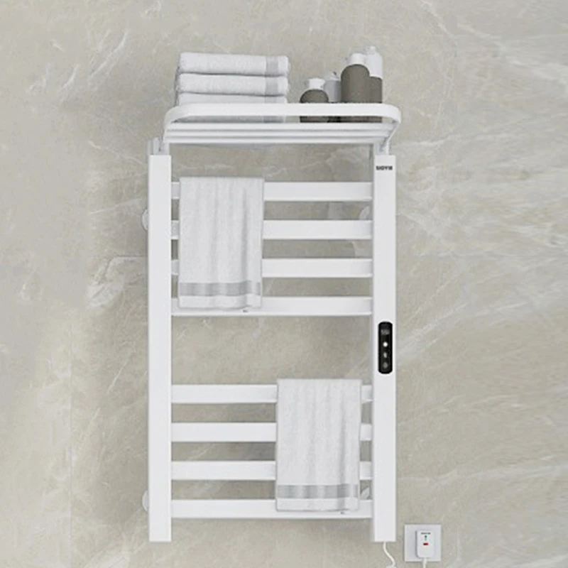 Hotel Smart Toilet Black Towel Warmer Racks Electrically Heated Intelligent Bathroom Towel Rack Accessories with Timer