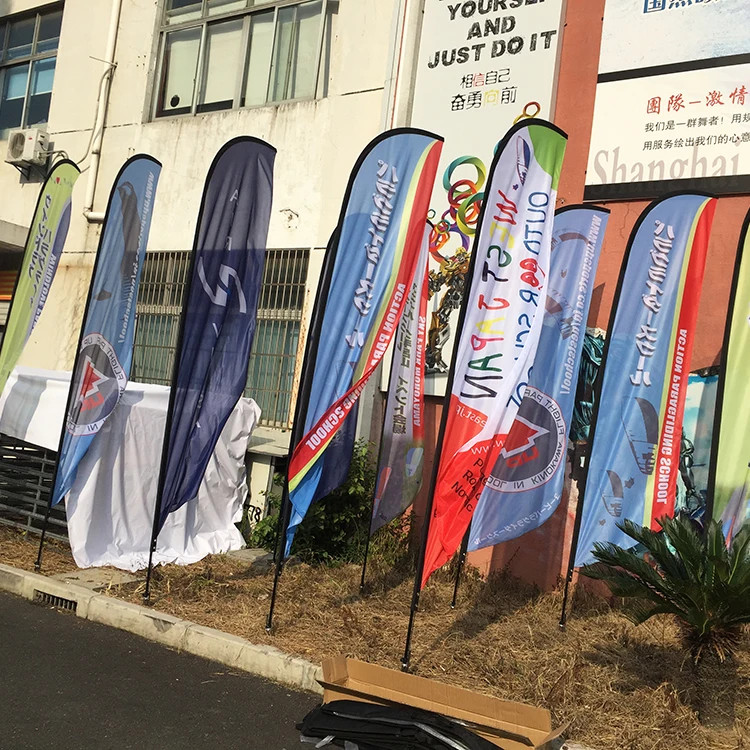 Multifunctional Outdoor Custom Logo Design printing Advertising Beach Flag Feather Flag Teardrop Banners Beach Flag