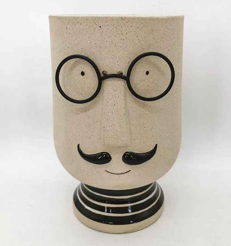 Wholesale hot sale lovely instagram 3D unique MEN shaped flower succulent pot in ceramic