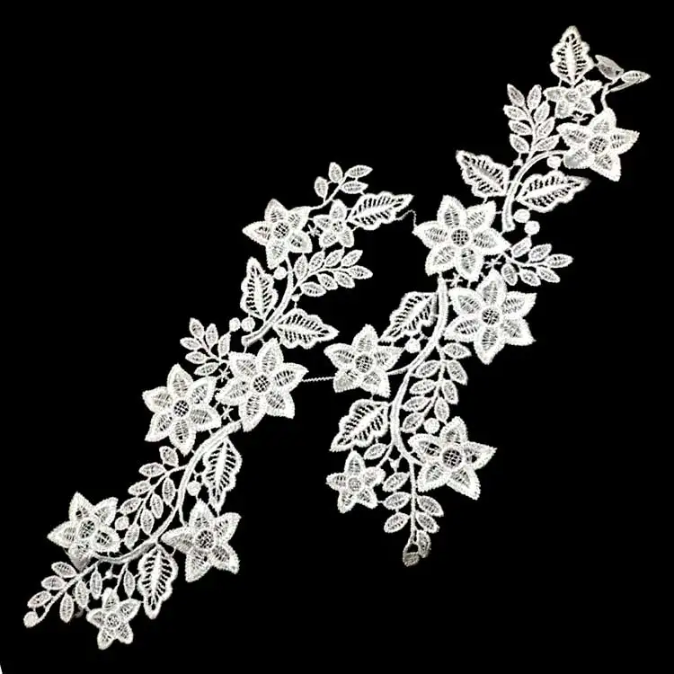 Кружевные Аксессуары для одежды с вышивкой, симметричные модные кружевные аксессуары с цветами