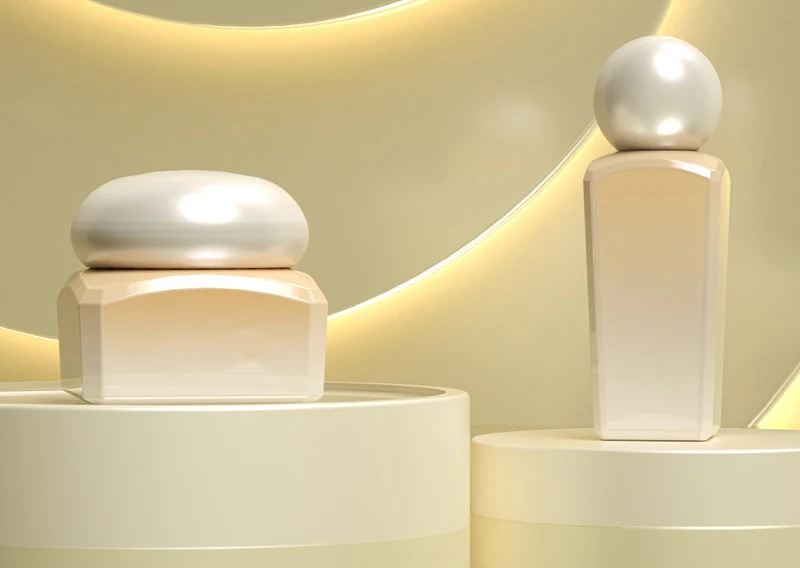 Empty Refillable Pearl light white Glass Cosmetic Containers Cream Jar Lotion Bottle Egg-shaped lid