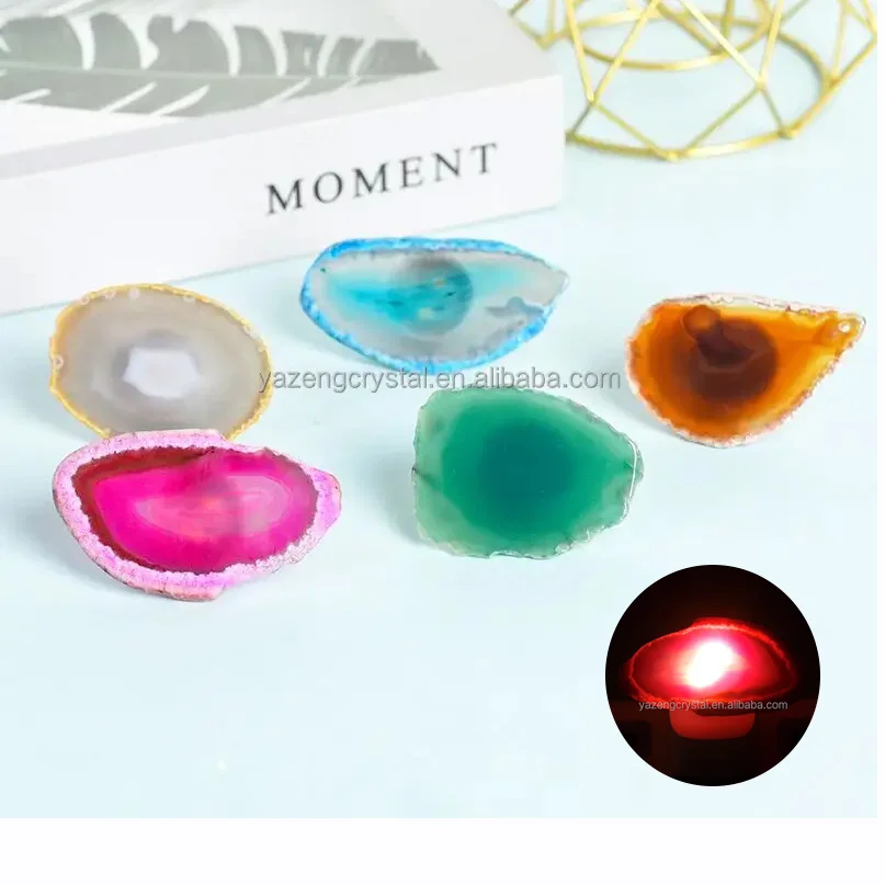 USB Colorful Natural Crystal stone Quartz Block Natural agate crystal  quartz night light lamp for Home