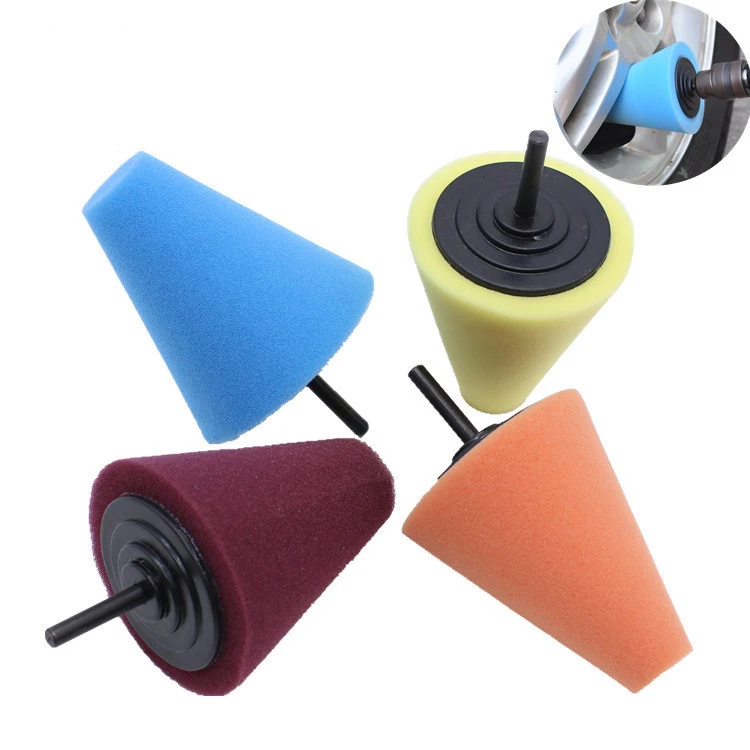 Colorful Car Burnishing Foam Sponge Cone Polishing Polisher Drill Buffing Buffer Pads for Automotive Wheel Hub Care