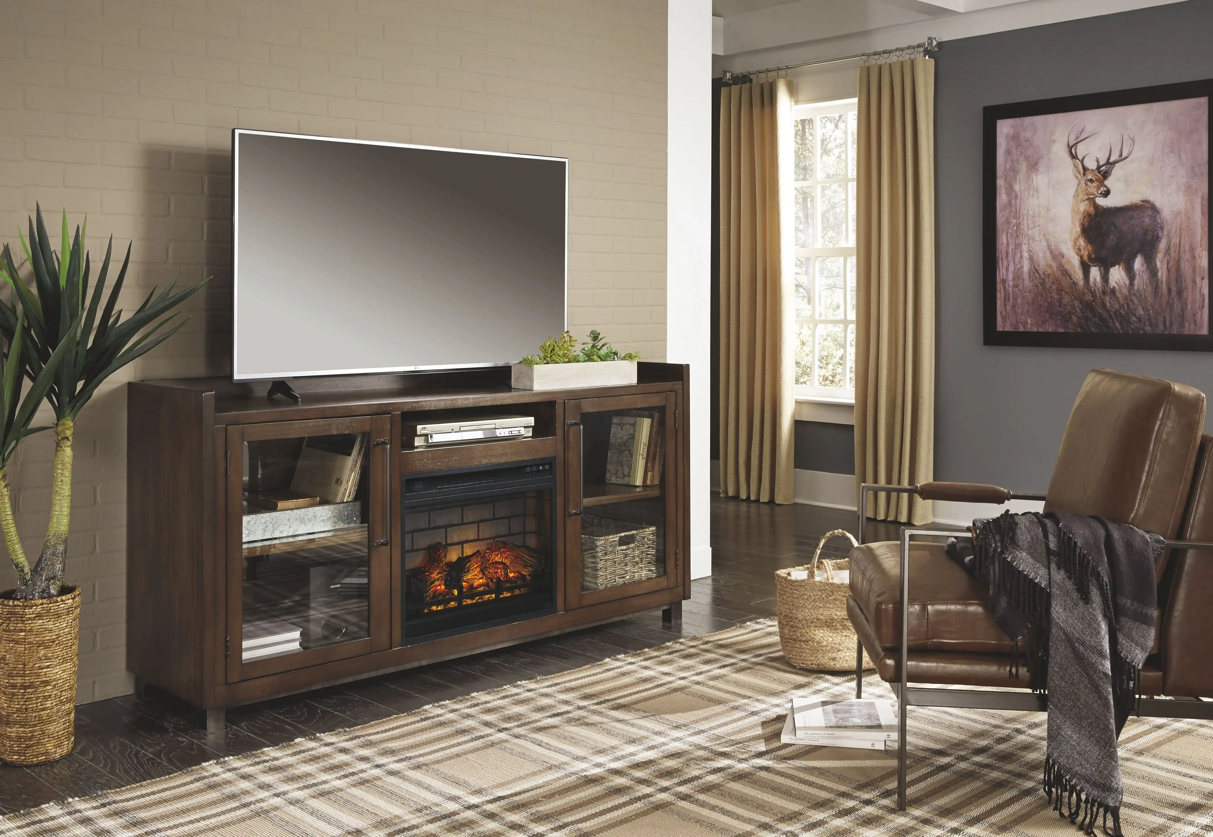 2023 new Gray - 4-Piece Entertainment Center With LG TV Stand