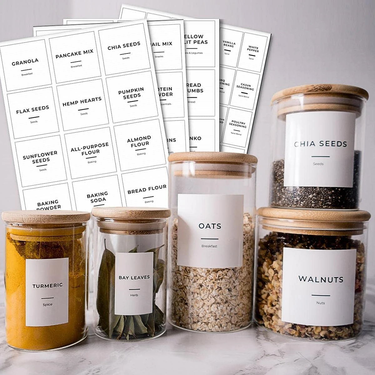 Custom preprinted kitchen pantry labels for food containers ,kitchen pantry label set sticker spice rack organizer with label