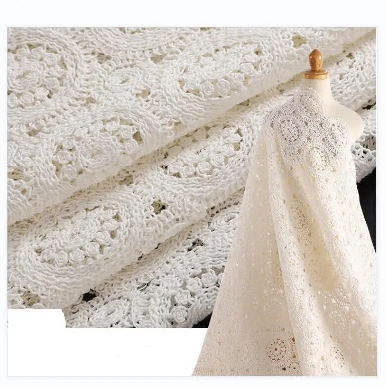 Hot sale 100% Cotton crochet fabric lace for clothes,Fancy other women white lace fabric for clothing