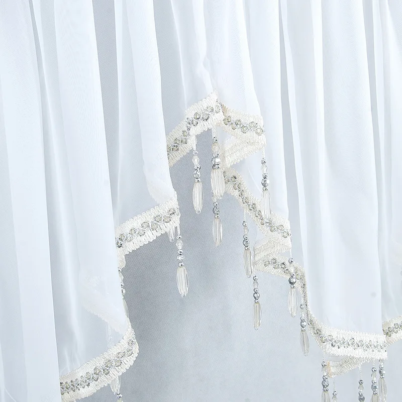 Wholesale Beaded Sheer Net Voile Valance Swag Curtains for Decor