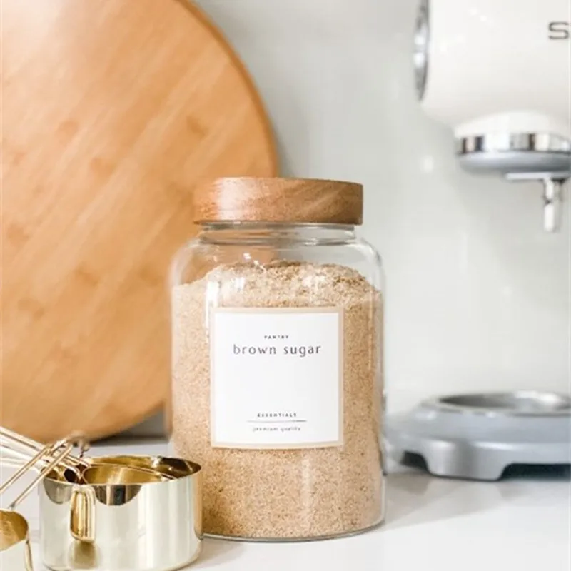 Clear 1/2 gallon large mason  canisters glass jar with Airtight wood lid  for Flour, Cereal, pickles