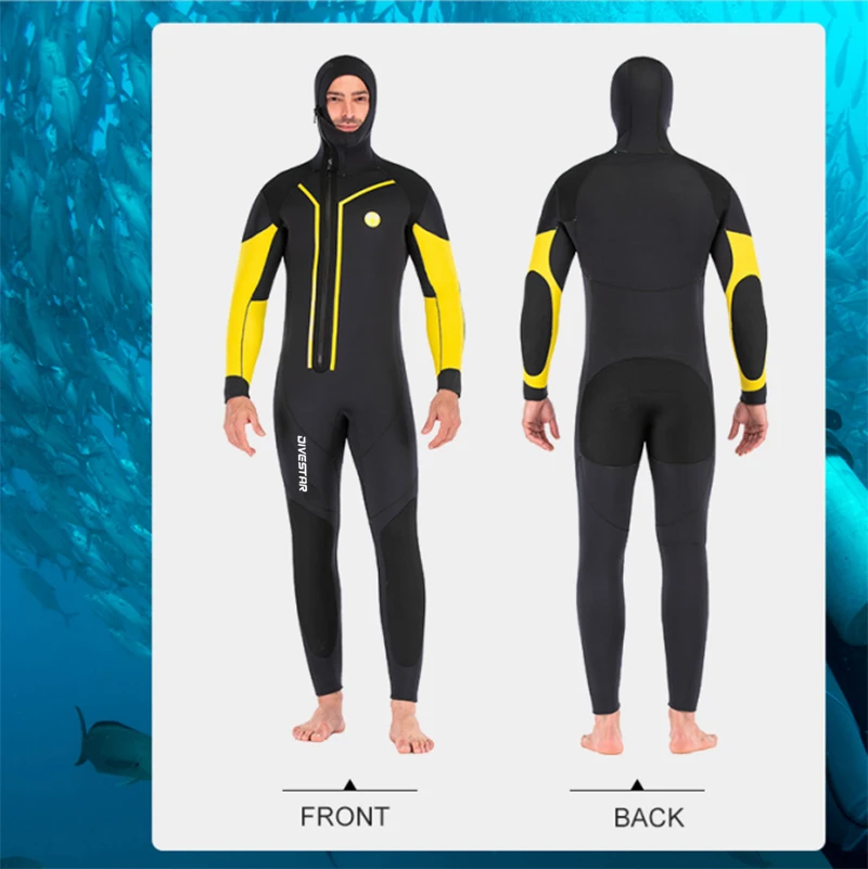 7 мм гидрокостюм для взрослых профессиональный полусухой костюм серфинга на молнии спереди цельный с капюшоном и бархатным