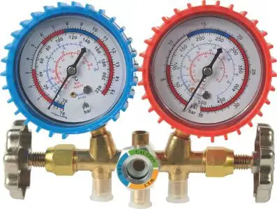 AC Aluminum Refrigeration Fits R410 R134A R12 R22 Refrigerants Machine Pressure Gauge Manifold Gauge