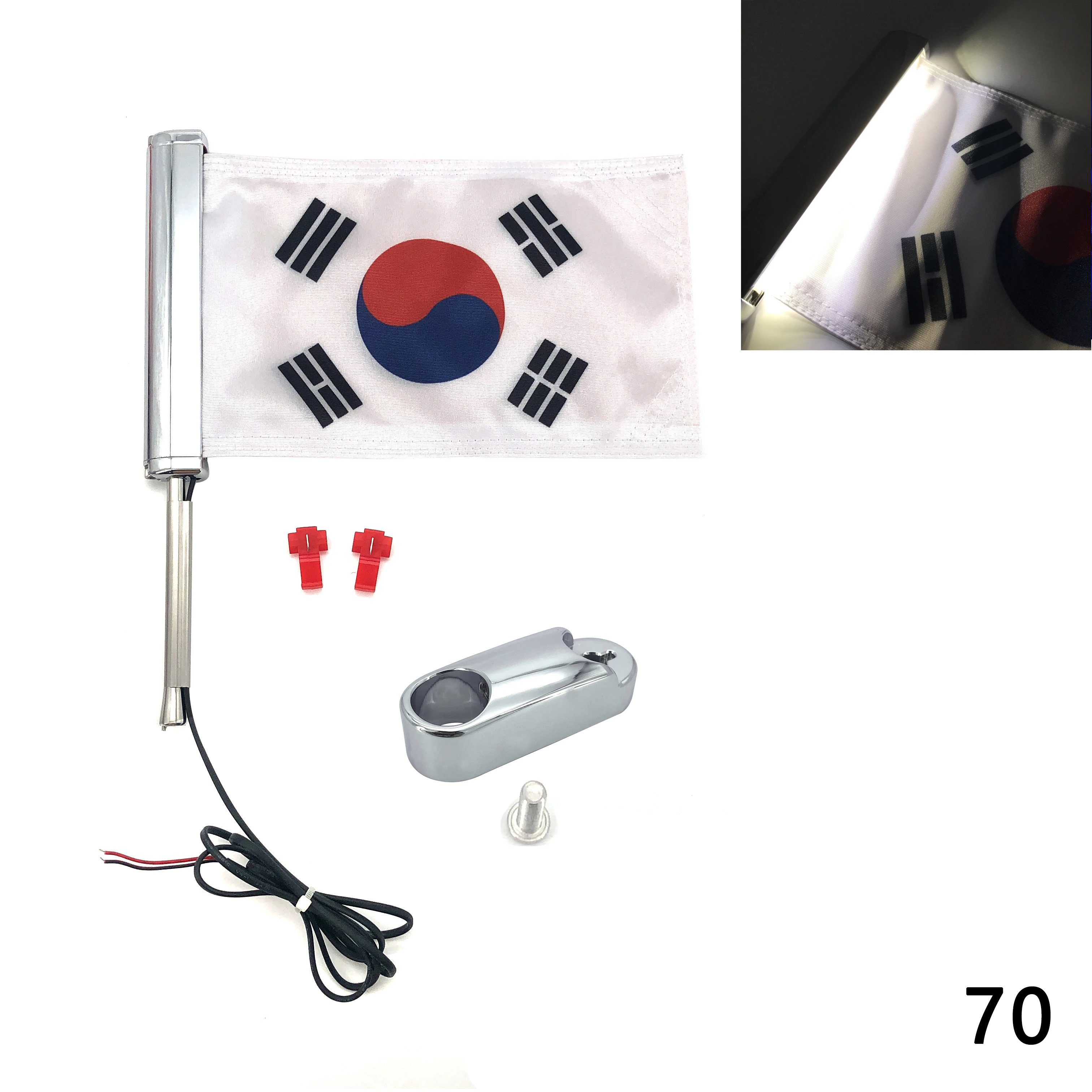 General purpose chrome plated bracket antenna type led flag suitable For Honda Gold Wing gl1800 BMW Harley Gliding Yamaha Indian